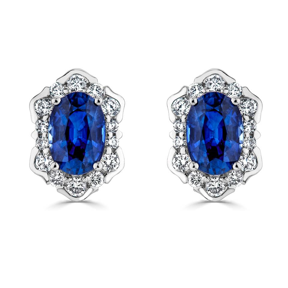 0.90ct Blue Sapphire Vintage Stud Earrings W