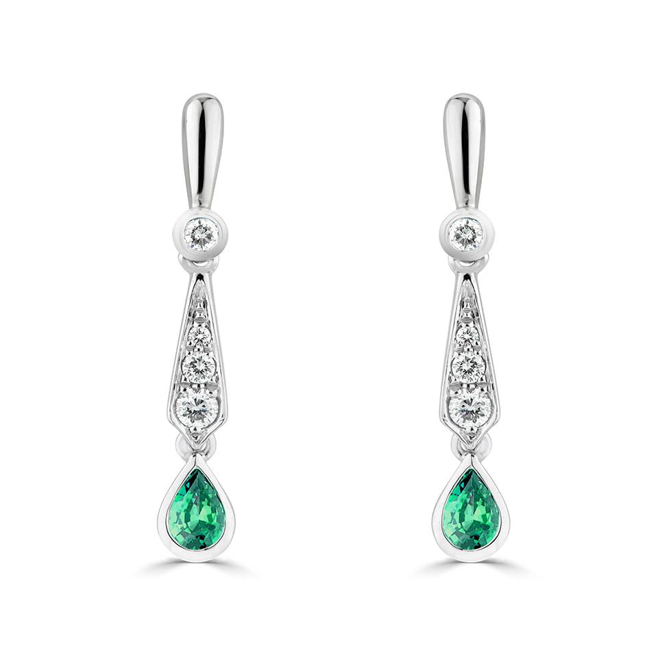 0.50ct Emerald Kite Drop Earrings W