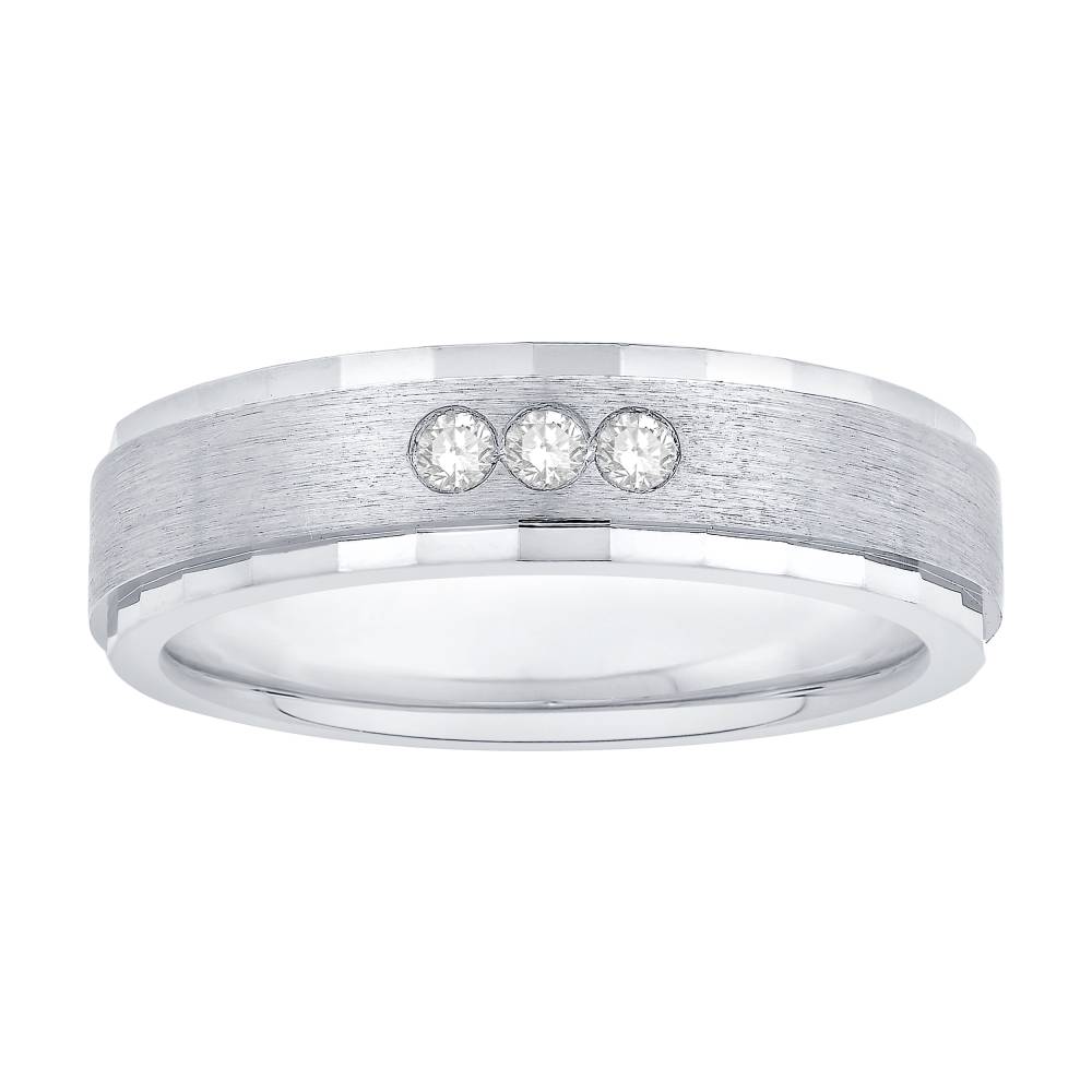 Mens Diamond Set Wedding Band set in White Gold