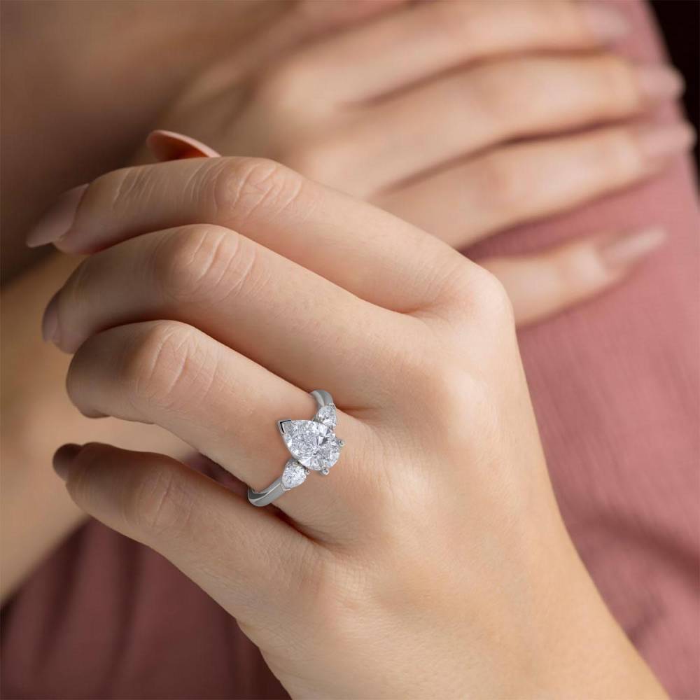 Unique Pear Diamond Trilogy Ring P