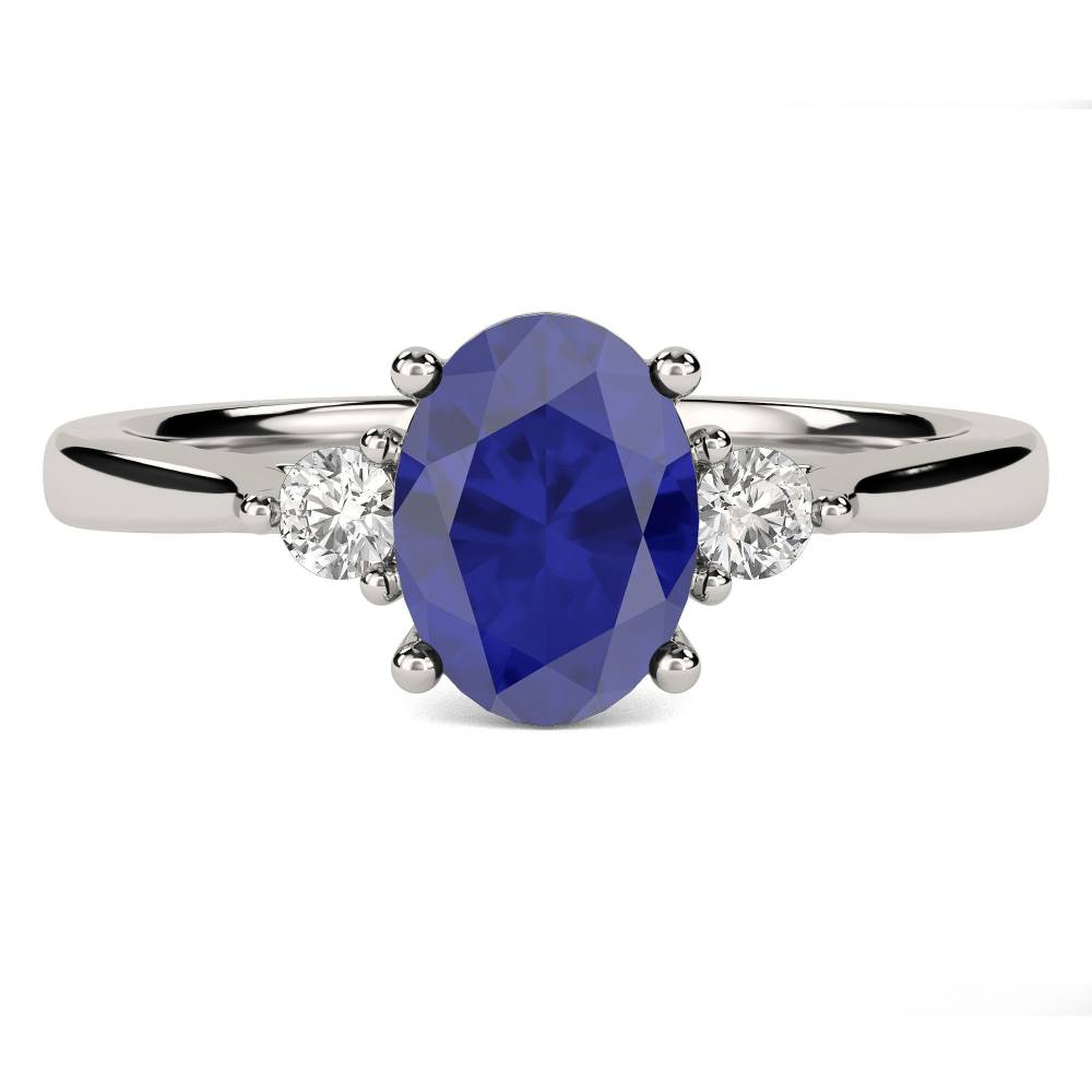 1.80ct Oval Blue Sapphire & Diamond Trilogy  Ring P