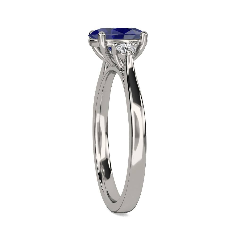 1.80ct Oval Blue Sapphire & Diamond Trilogy  Ring P