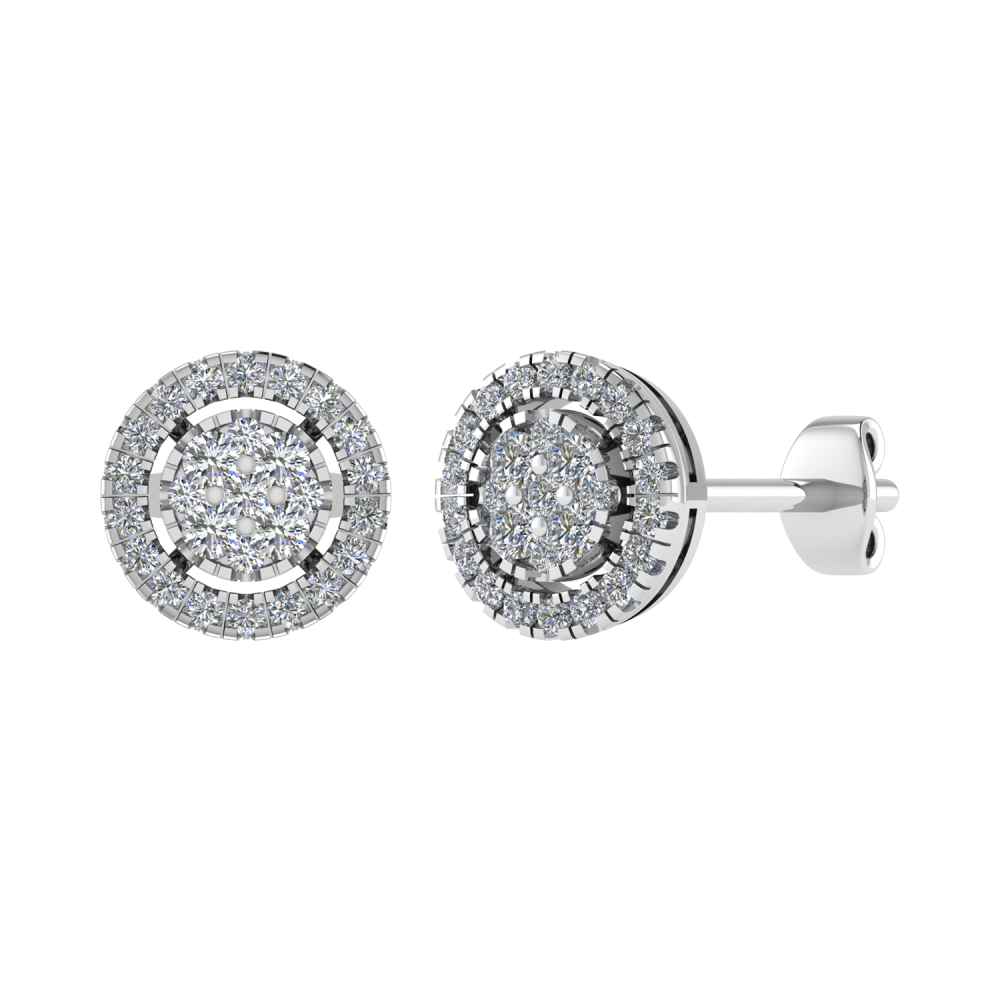 0.35CT VS/GH Round Diamond Set Cluster Earrings P