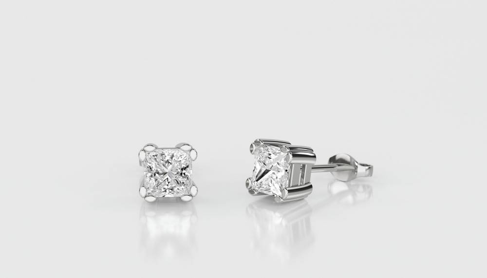 0.20 SI/G-H Split Petal Princess Cut Diamond Earrings P