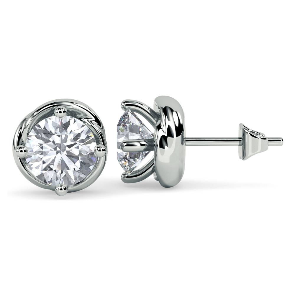 0.10 SI/G-H Love Knot Round Diamond Stud Earrings P