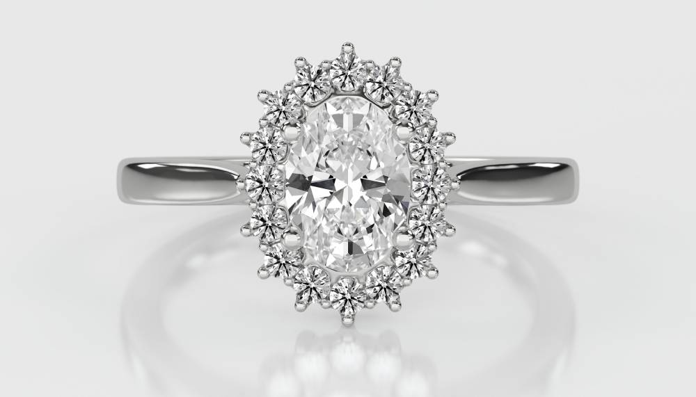 Oval Diamond Halo Ring W