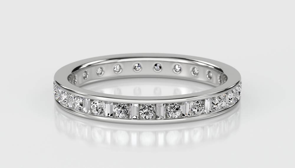 3mm Round & Baguette Diamond Full Eternity Ring W