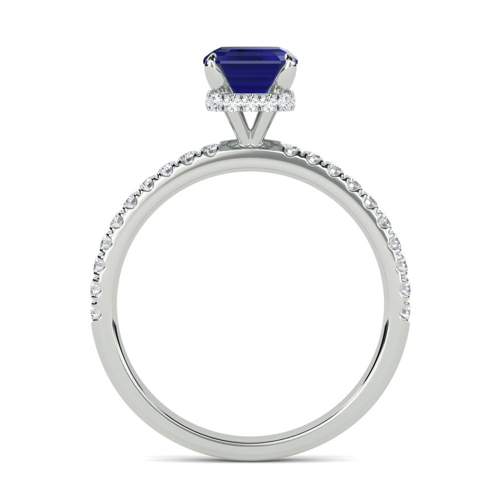 Emerald Blue Sapphire Gemstone Halo Ring W