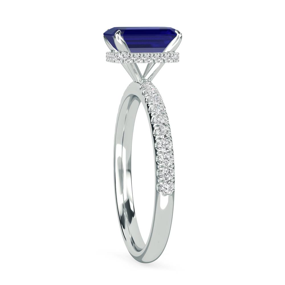 Emerald Blue Sapphire Gemstone Halo Ring W