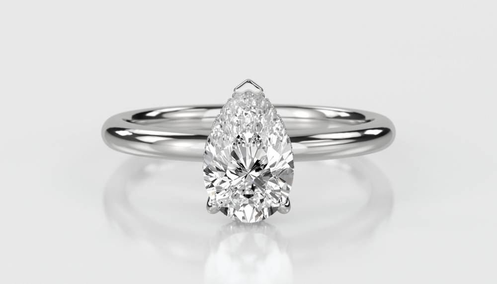 Pear Diamond Hidden Halo Ring - Diamond Heaven