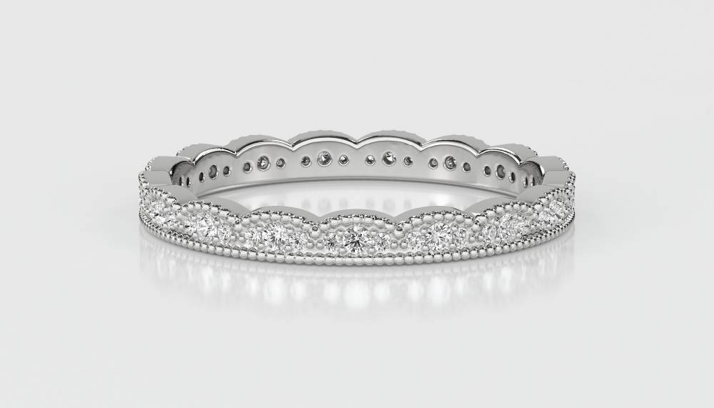 2mm Round Diamond Vintage Wedding Ring W