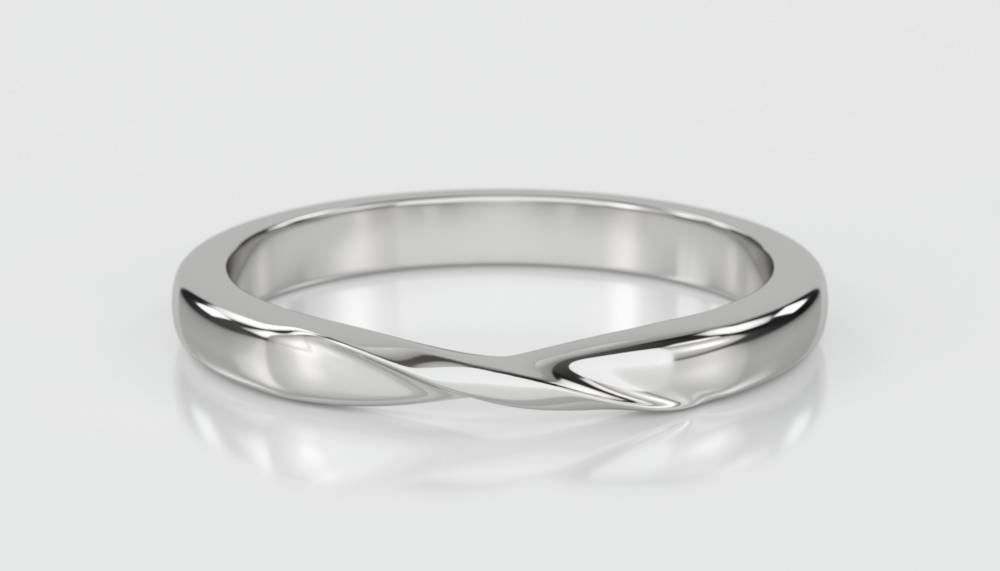 3mm Plain Shaped Wedding Band W