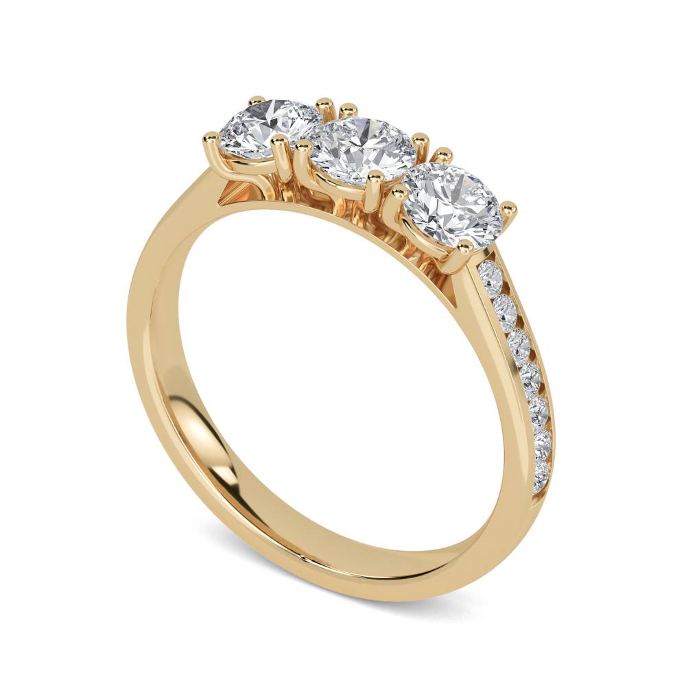 3 Stone Diamond Ring With Shoulder Diamonds Y