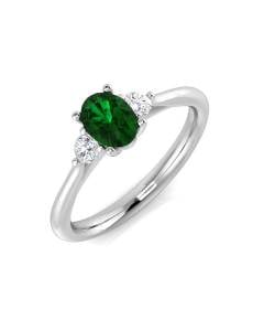 0.60ct EF/VS Trilogy Emerald & Diamond Gemstone Ring