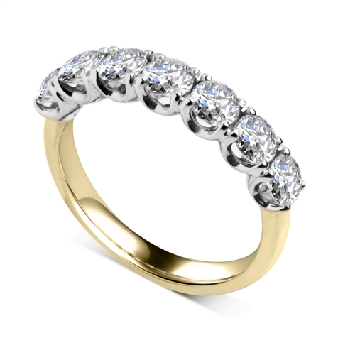 14k Solid Yellow Gold Diamond Ring, 0.7 Carats G-H White Diamond Solit