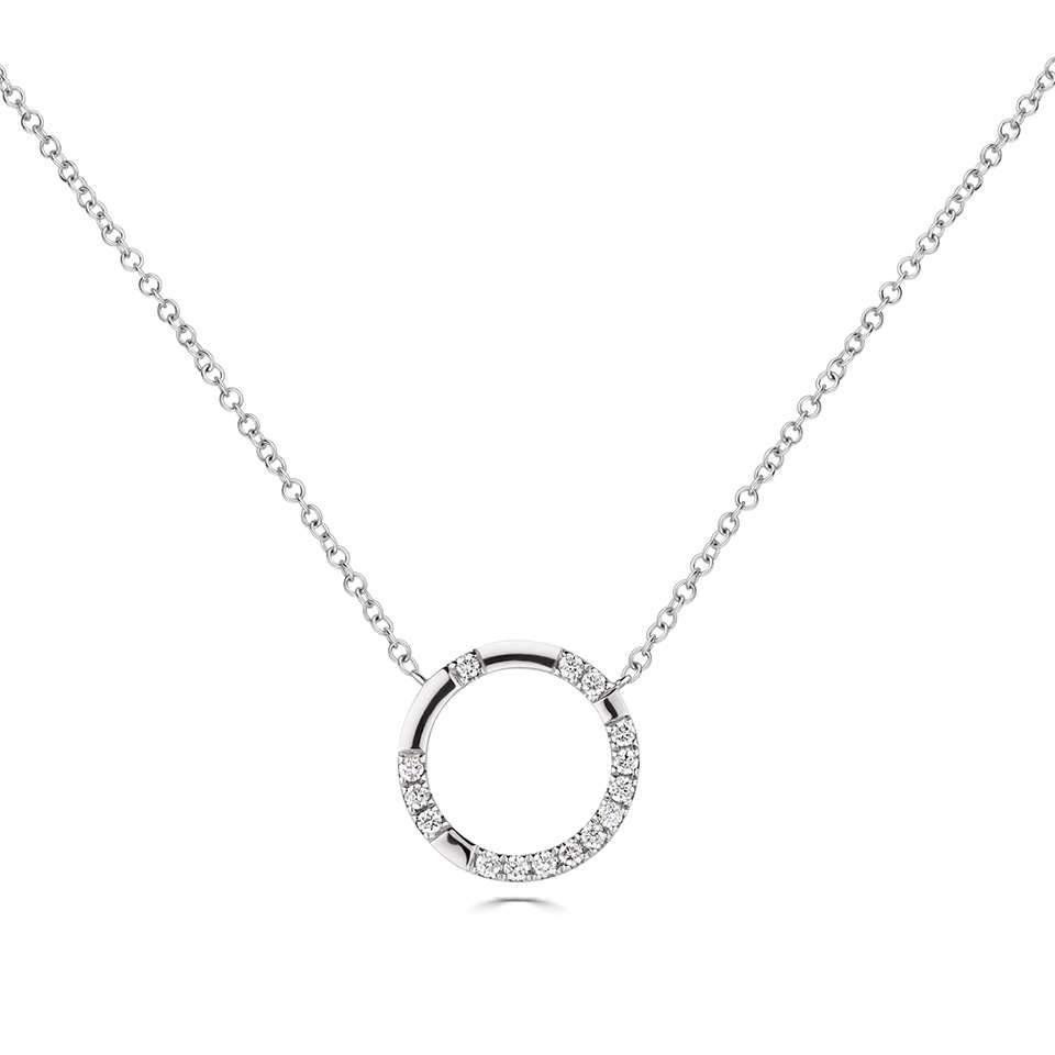 Silver circle store diamond necklace