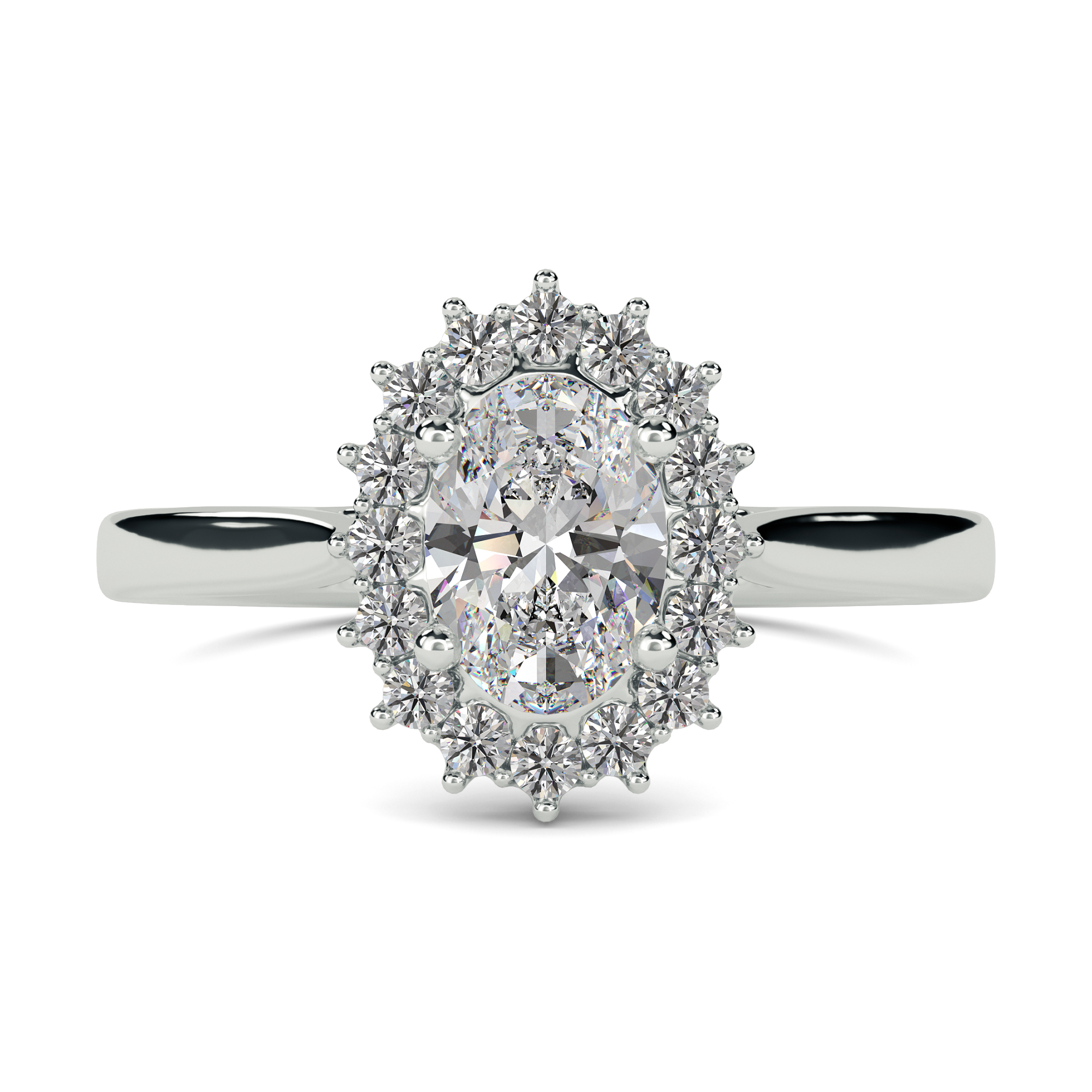 Diamond oval sale halo ring