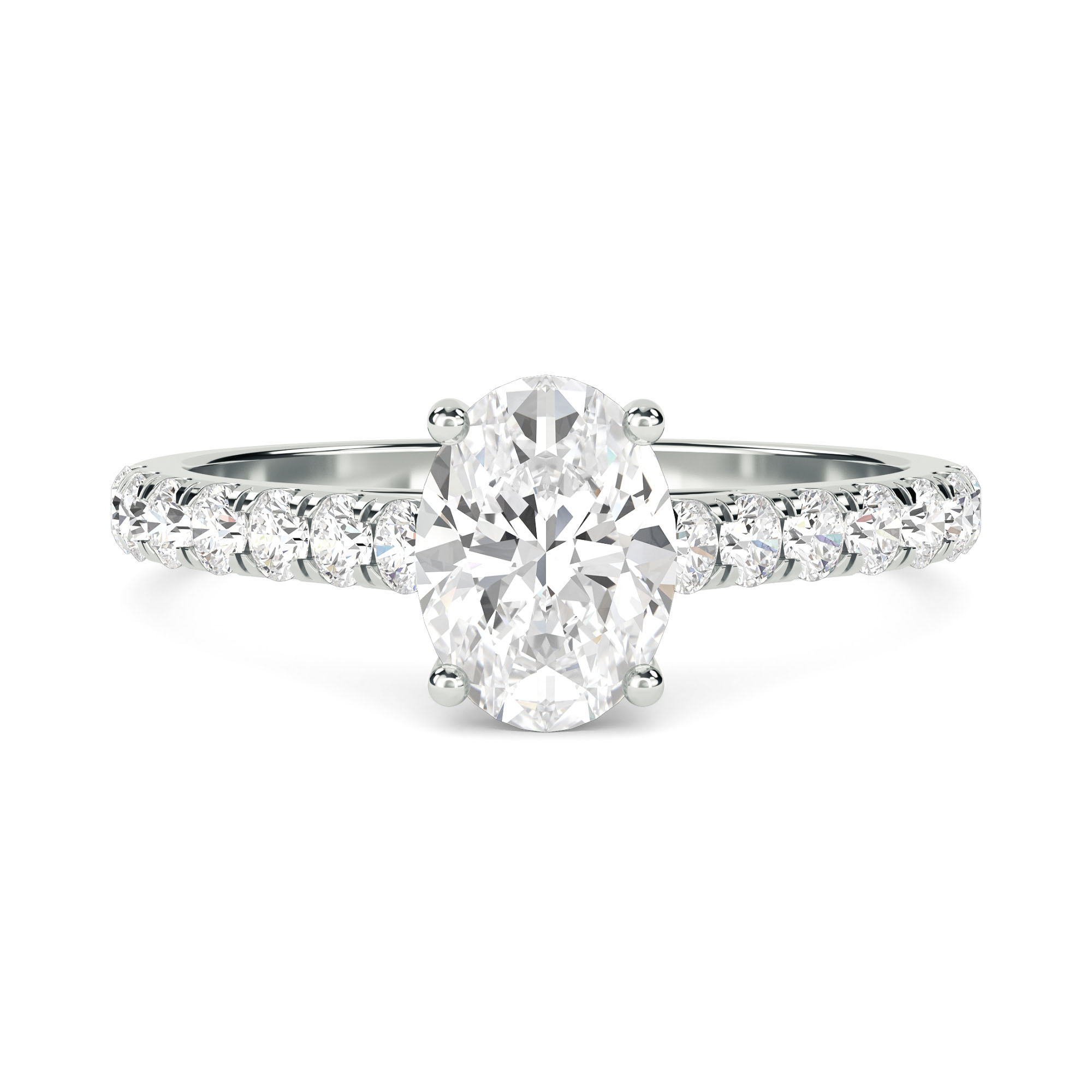 Oval Diamond Shoulder Set Ring - Diamond Heaven