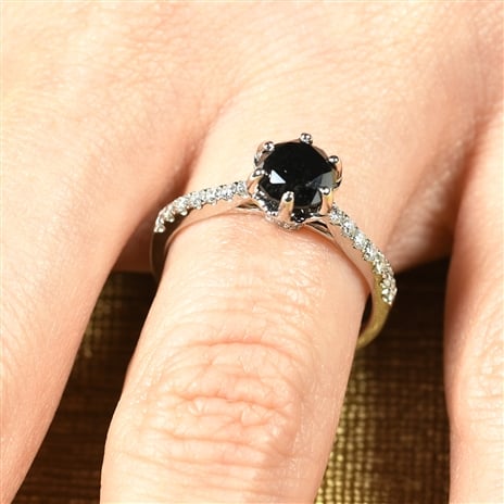 Black Diamonds Pear Shaped Engagement Ring 14K Black Gold Vintage Halo 2.00  Carat Unique Handmade Certified