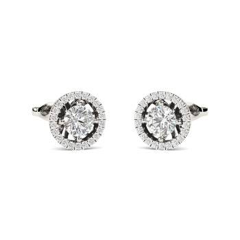 Round diamond earrings with on sale halo