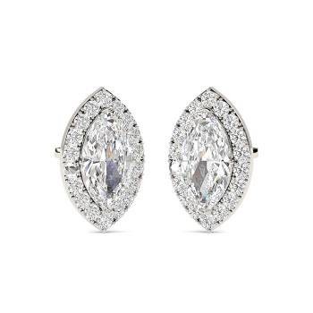 18ct Gold Diamond Marquise Cut Cluster Earrings