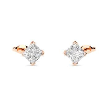 Princess Cut Halo Earrings | Ouros Jewels