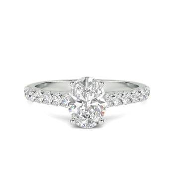 Oval Diamond Shoulder Set Engagement Rings