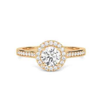 Two tone clearance halo engagement rings