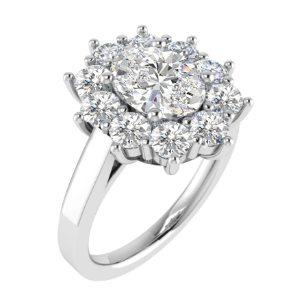 Oval Cut Diamond Engagement Ring with Pave Hidden Halo | Miss Diamond Ring